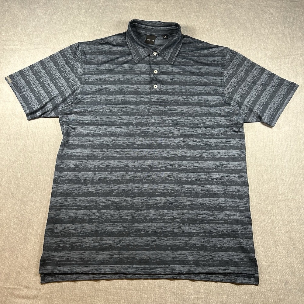 Dunning Golf Men's XL Black Heathered Performance Striped Polo Shirt